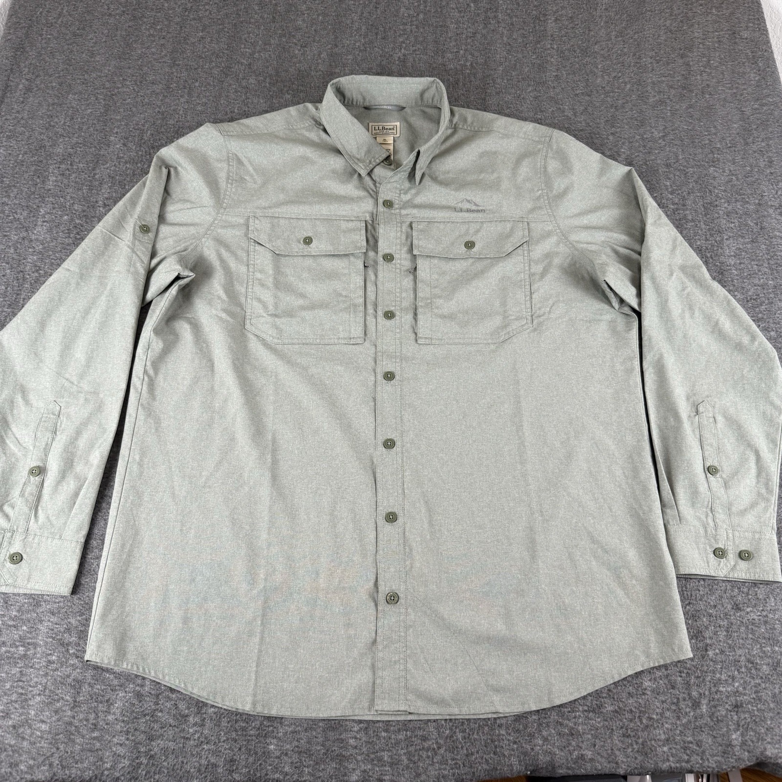 Ll Bean No Fly Zone Xl Tall Xlt Fishing Hiking Shirt Green Insect Repellent
